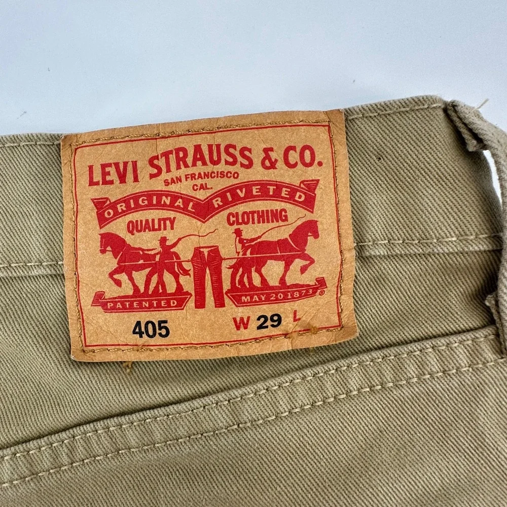 Levis 405‎ Regular Fit Denim Shorts Mens 29 Khaki Tan Brown WaterLess 39864-0079